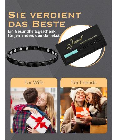 Buy Jeracol Titanstahl Magnetic Bracelet for Women - 3500 Gauss Adjustable Magnetic Wristband with Distance Tools Stylish Black Jewelry - Buy Online on GoSupps.com