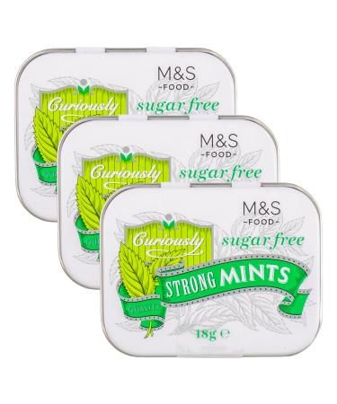 M&S Marks & Spencer Curiously Strong Mints in Tins Sugar Free Peppermint with Sweetners - 3 x 18g - Buy Online on GoSupps.com