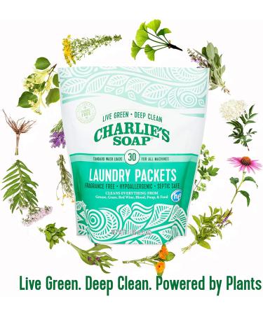 Charlieâ€™s Soap Unscented Powdered Laundry Packets - 30 Count | 6 Pack for 180 Total Loads - Buy Online on GoSupps.com