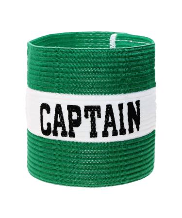 ONLYKXY Captain Armbands 9x30CM/3.54x11.81inch Adjustable Leader Armband for Soccer Basketball Volleyball School Team Competition Coach Players Wrist Arm Bands Green + White 1