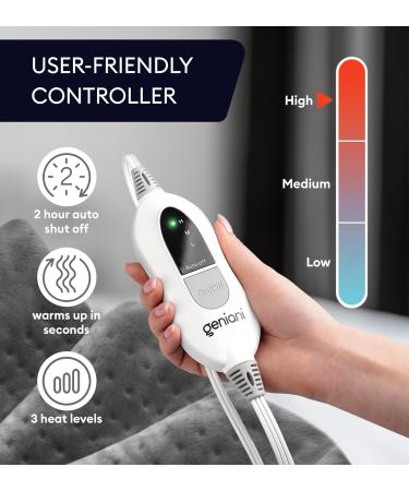 GENIANI Heating Pad for Back Pain - 2X-Large 18"x26" - Tabby Gray - Buy Online on GoSupps.com