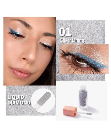 Oulac Liquid Eyeshadow & Eyeliner - Vegan Glitter Makeup for Bright Eyes | 5.4g Silver Lining - Cruelty-Free Sparkle Finish - Buy Online on GoSupps.com