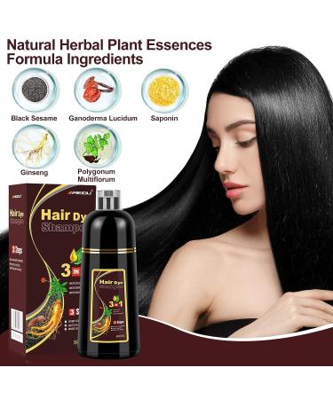 MEIDU TUEXCIRA Dark Brown Hair Dye Shampoo 3 in 1 - 500mL for Instant Black Dye & 100% Grey Coverage in Minutes - Herbal Color for Women & Men - 17.6 Fl Oz - Buy Online on GoSupps.com