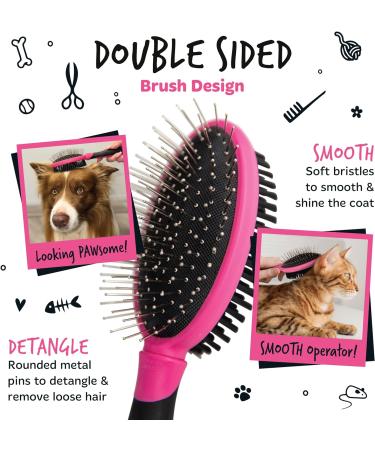 Bugalugs 2 in 1 Dog brush & Cat brush for dogs puppy cat & kitten brush double sided long & short haired pet brush removes loose hair Cat & Dog brushes for grooming stimulates the skin - Buy Online on GoSupps.com