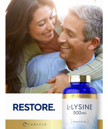 Carlyle L-Lysine 500 mg - 250 Vegetarian Caplet Capsules | Non-GMO Amino Acid Supplement Gluten Free - International Shipping Available - Buy Online on GoSupps.com