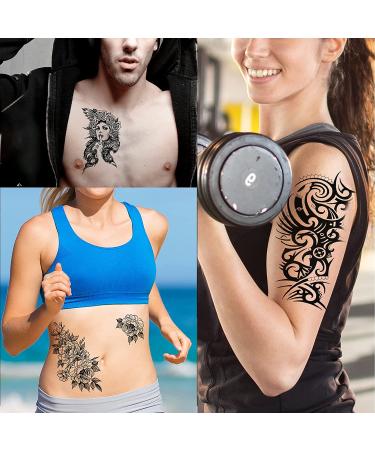 Hotoyannia 62 Sheets Black Large-Size Temporary Tattoos Stickers for Women Men and Girl - 10 Realistic and Long-Lasting Halloween Tattoos with Scary Wolf Lion Tiger Skeleton Skul - Buy Online on GoSupps.com