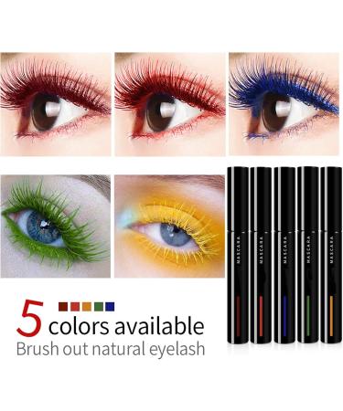 5 Colors Waterproof Colored Mascara Set Variety Pack Smudge-proof Mascara Long Lasting Colorful Thick Mascara Rainbow Fiber Charming Mascara for Eyelashes Eye Makeup Multicolor - Buy Online on GoSupps.com