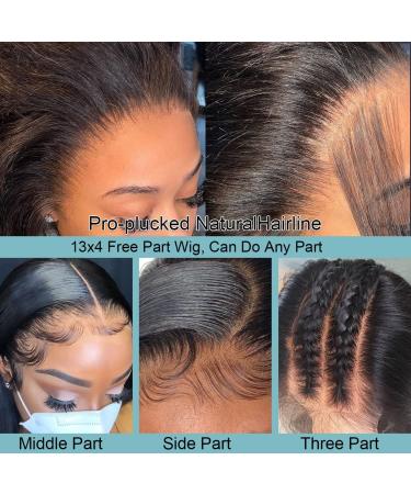 Lace Front Human Hair Wig 30 Pre Plucked with Baby Hair | Brazilian Virgin 13x4 HD Lace Frontal | 180% Density Straight Glueless Wig for Black Women - Natural Color - Buy Online on GoSupps.com