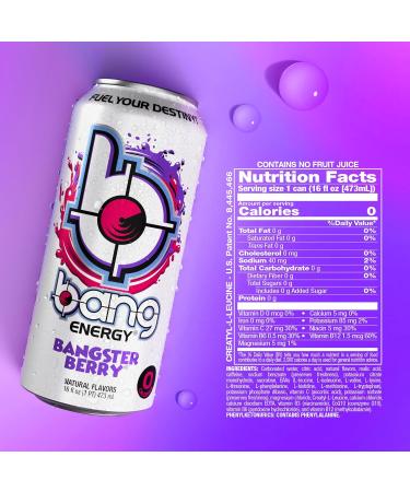 Bang Energy Bangster Berry Sugar-Free Energy Drink - 16 Oz - Pack of 12 - Buy Online on GoSupps.com