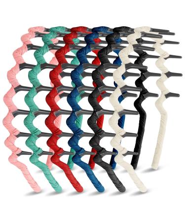 6 Pieces Zigzag Shark Tooth Hair Comb Headbands Wrapped Cloth Hard Hairbands Wave Shape Plastic Hair Band Hair Accessory for Women Girls (Adorable Pattern)