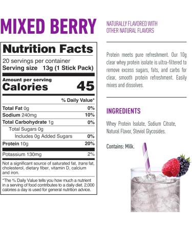 Isopure Clear Protein Stick Pack Mixed Berry 20 Count (Pack of 1) - Buy Online on GoSupps.com