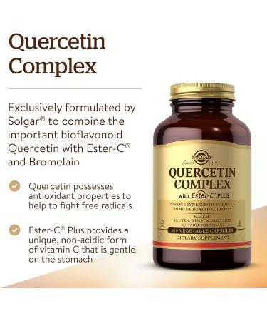 Solgar Quercetin Complex with Ester-C Plus - 100 Vegetable Capsules | Vitamin C 1000 mg - Antioxidant & Immune Support | Overall Health - 50 Servings - Buy Online on GoSupps.com