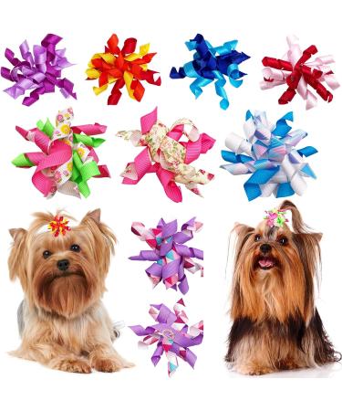 Pet Show 10 Pairs Small Dog Hair Bows with Rubber Bands - Floral Style Grooming Supplies for Yorkie, Cat, Puppies | Bowknot Hair Accessories Set - Buy Online on GoSupps.com