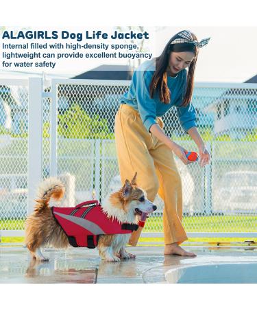 ALAGIRLS Reflective Dog Life Jacket for Small Dogs | High Buoyancy Pet Safety Vest for Beach | Red S Size - Buy Online on GoSupps.com