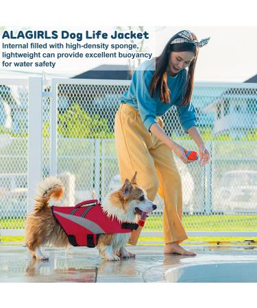 Buy Alagirls Dog Chest Ripstop Swimming Vest | Reflective Safety Life Jacket for Dogs | Adjustable Size M (47-61cm) - Red - Pet Lifesaver - Buy Online on GoSupps.com