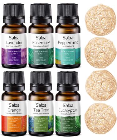 Essential Oils for Diffusers - Set of 6 Tea Tree, Rosemary, Lavender, Peppermint, Orange, Eucalyptus - Perfect Starter Gift Kit - Buy Online on GoSupps.com
