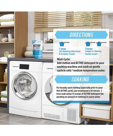 Active Wear Laundry Detergent & Soak - Natural Enzyme Booster for Workout Clothes - 90 Loads - Buy Online on GoSupps.com