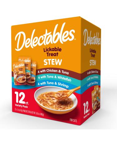 Hartz Delectables Stew Lickable Wet Cat Treats, Multiple Flavors Variety Pack 12 Count (Pack of 1)