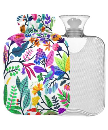 NAANLE hot water bottle with reference tribal flowers Transparent hot water bottle heat bottle for back pain relief handfoot warmer neck hot and cold therapy 1l