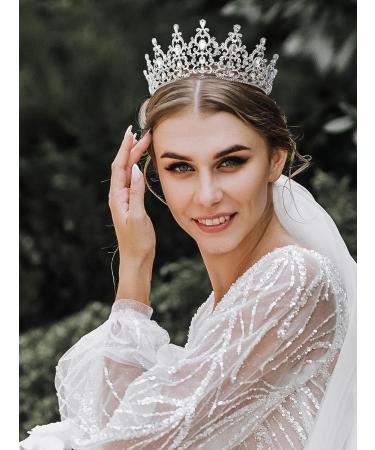 SWEETV Princess Tiara Crown for Women Girls - Crystal Bridal Hair Accessories for Wedding, Quinceanera, Prom - Silver - Buy Online on GoSupps.com