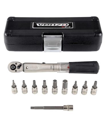 Venzo Bicycle Bike 1/4 Inch Driver - Torque Wrench Allen Key Tools Socket Set Kit 2-24Nm - Small Adjustable Standard