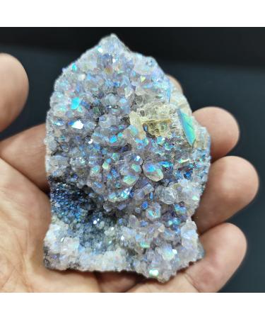 Natural Crystal Rough Crystal Decoration 1PC Natural Amethyst Cluster Aura Crystal Electroplating Titanium Quartz Cluster Stone Natural Quartz Crystal Home Decor Beautiful Gifts (Size : 40-60mm)