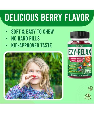 Ezy-Relax Magnesium Citrate Gummies for Kids, Teens & Adults, for Calm Relaxation & Daily Balance Chewable Magnesium Supplement - Vegan, Non-GMO 30 Day Supply - Buy Online on GoSupps.com