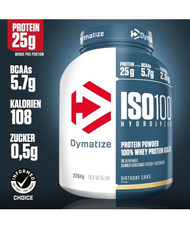 Dymatize ISO 100 Hydrolyzed Birthday Cake 2264g | Premium Whey Protein Isolate & Hydrolysate for Muscle Recovery International Shipping Available - Buy Online on GoSupps.com