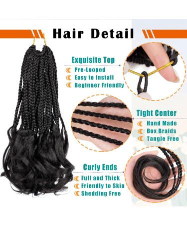 LIYATE French Curl Crochet Braids 12 Inch 7 Packs Black - Goddess Box Braids Crochet Hair for Women with Curly Ends - Pre Looped French Curl Braiding Hair Extensions - Buy Online on GoSupps.com