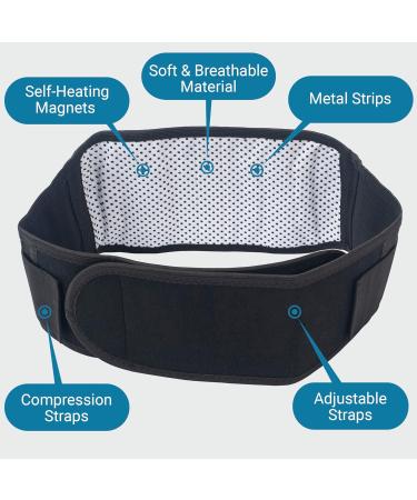 360 RELIEF Self-Heating Magnetic Therapy Belt - X-Large Black | Lumbar Support for Abdominal & Back Pain Relief, Sciatica, Spinal Stenosis - Waist Trimmer for Spine Injury | Includes Mesh Laundry Bag - Buy Online on GoSupps.com