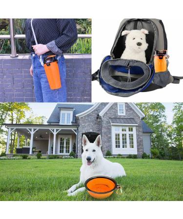 Moacc 800ml Portable 2-in-1 Water Bottle & Dog Bowl | Foldable Water Bowls for Camping Walking Hiking & Training - Orange - Buy Online on GoSupps.com