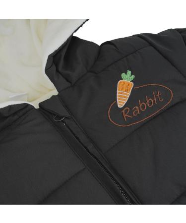 Minizone Baby Snowsuit Winter Romper | Hooded Cotton Jumpsuit for Boys & Girls | Warm Long Sleeve Outfit | 6-12 Months | Black - Buy Online on GoSupps.com