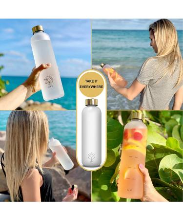 ARCANA 32oz Clear Water Bottle with Time Marker - BPA Free, Motivational Hydration Tracker for Gym, Sports, Outdoors - Buy Online on GoSupps.com