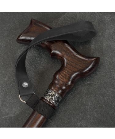 Asterom Handmade Leather Cane Strap - Stylish Wrist Strap for Canes and Walking Sticks Black - Buy Online on GoSupps.com