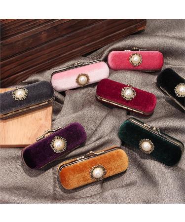 AOEGBY Lipstick Case Portable Exquisite Velvet Lipstick Organizer Vintage Copper Beads Protect Lipstick Jewelry(Purple) - Buy Online on GoSupps.com