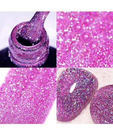 Glitter Gel Nail Polish - Purple Gel Nail Polish - Soak Off UV Sparkling Colors Nail Gel Spring Summer Gel Nail Art Manicure Varnish for Nail Starters Dark Purple - Buy Online on GoSupps.com