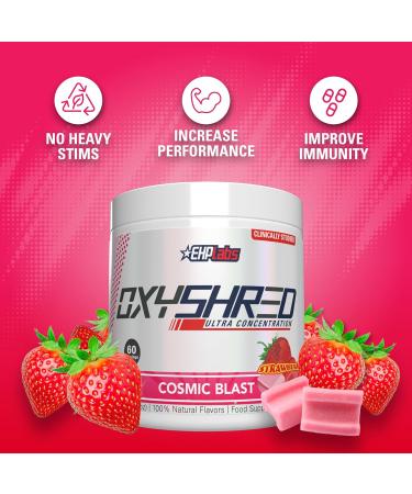EHPlabs OxyShred Thermogenic Pre Workout Powder & Shredding Supplement - Clinically Proven Pre Workout Powder with L Glutamine & Acetyl L Carnitine Energy Boost Drink - Cosmic Blast 60 Servings - Buy Online on GoSupps.com