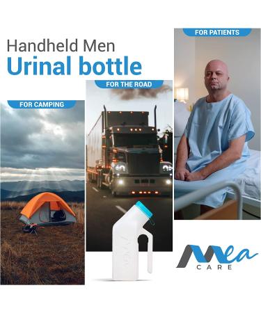 Mea Care Glow in The Dark Urinals for Men (2 Pack) | 32oz/1000ml Thick Plastic Bottles | Travel, Aged & Incontinence Solution - Buy Online on GoSupps.com