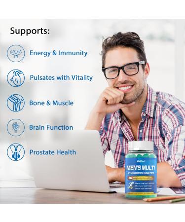 Methylated Multivitamin for Men Gummies, Vegan Omega 3, CoQ10, Zinc, Vitamin A C D3 K2 E B Complex, Calcium, Magnesium, Lycopene - Liposomal Vitamins - Energy, Immune, Bone, Brain, Sugar Free, 120 Cts 60 Count (Pack of 2) - Buy Online on GoSupps.com