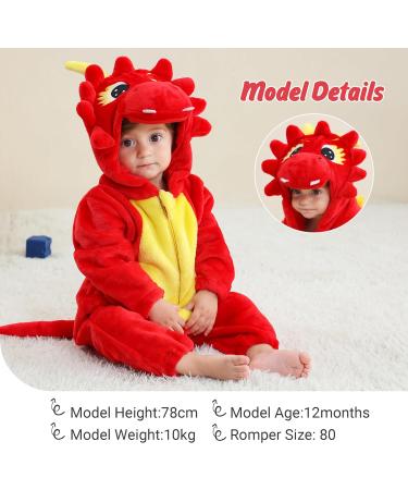 COOKY.D Unisex Winter Hooded Romper Jumpsuit for Babies 2-36 Months - Dragon Design - Buy Online on GoSupps.com