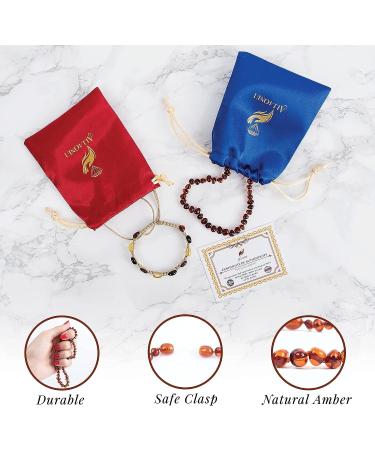 Unisex Baroque Baltic Amber Necklace and Bracelet Set - Cognac Color, Adjustable Style - 100% Authentic - Buy Online on GoSupps.com