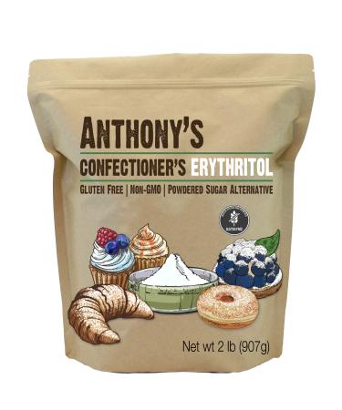 Anthony's Confectioner's Erythritol, 2 lb, Non GMO, Sweetener, Zero Calorie, Keto & Paleo Friendly 2 Pound (Pack of 1)