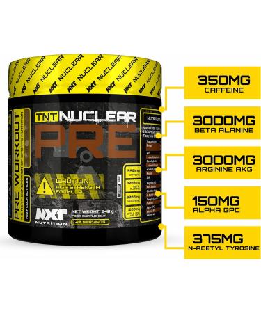 NXT Nutrition TNT Nuclear Pre Workout Energy Drink - 40 Servings | L-Citrulline, Beta Alanine, 350mg Caffeine for Pump, Endurance & Focus | Mixed Candy Vegan Flavor - Buy Online on GoSupps.com