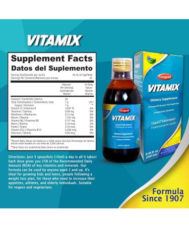 Ceregumil Vitamix Liquid Multivitamin - 8.45 fl oz (Pack of 1) - With Cereals, Honey, Legumes, Vitamins D3, B6 & B12 for Men, Women, Kids, Teens, and Seniors - Buy Online on GoSupps.com