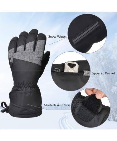 Waterproof Ski Gloves with Half Ski Mask - 3M Thinsulate, Warm & Cozy - Black/Grey Large - Buy Online on GoSupps.com