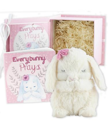 Tickle & Main, Everybunny Prays - Baby and Toddler Gift Set with Praying Musical Bunny and Prayer Book in Keepsake Box for Girls, Baptism Gifts for Girls, Christening Gifts for Girls - Pink