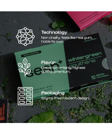 Sesh+ Nicotine Gum Wintergreen 100 Pieces 4mg Per Piece - Help Quit Smoking Discreet Usage Long Lasting Flavour Smokeless Stain Free 10 Pack - Buy Online on GoSupps.com