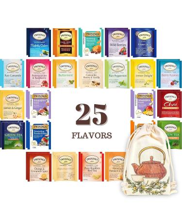 Twinings Tea Bags Variety Pack - Herbal and Decaf - Caffeine Free Sampler - Individually Wrapped Packets - 50 Ct 25 Flavors Twinings (Herbal  Decaf) - Buy Online on GoSupps.com