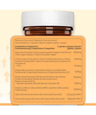 Nootropic Formule Avanc e pour le Soutien Cognitif avec Bacopa Ginkgo Tyrosine Th anine Caf ine B6 & B12 - Buy Online on GoSupps.com