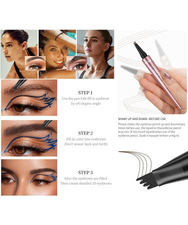 GCVSE Eyebrow Pencil Microblading Eyebrow Pencil with 4 Micro-Fork Tips Long-Lasting Brow Waterproof Smudgeproof Brow Pen - Easy Creation of Natural Looking Defined Eyebrows (Black) - Buy Online on GoSupps.com